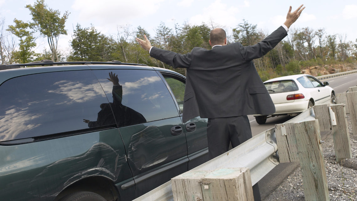 man in a car accident