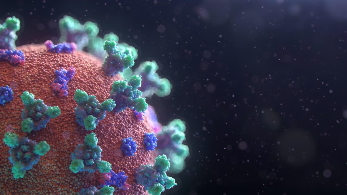 close up of SARS-CoV-2 coronavirus
