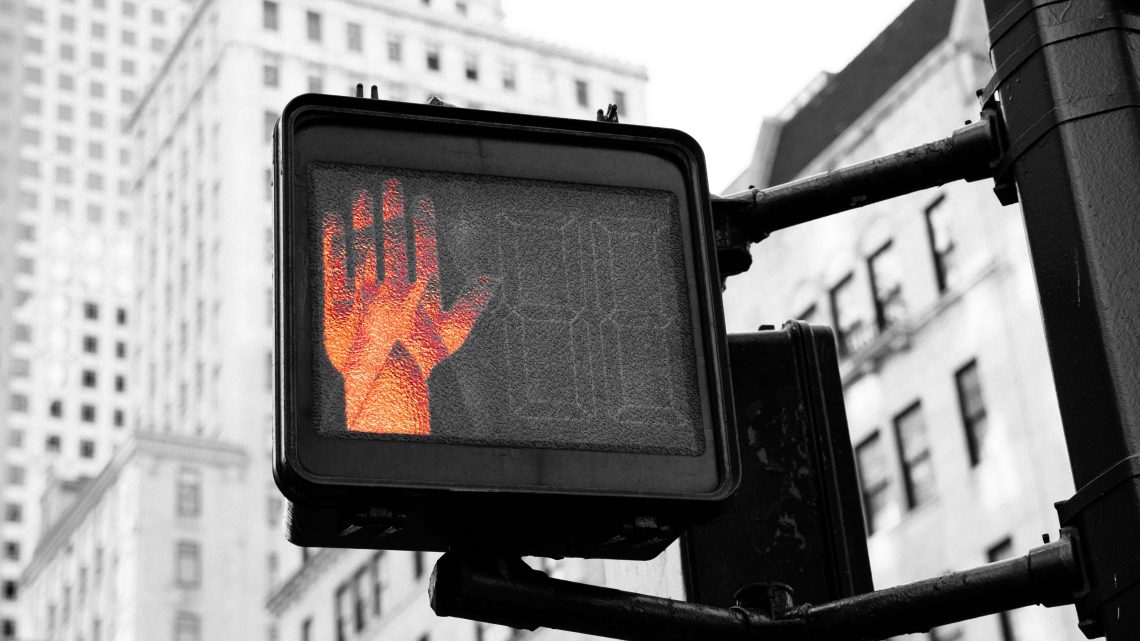 Do Not Walk Signal At Intersection