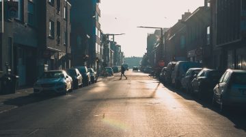 A Jaywalker Crosses the Street